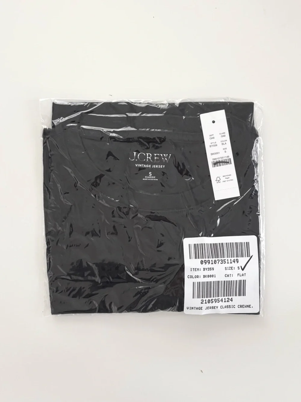 NWT J. Crew Vintage Jersey Classic-fit Crewneck T-shirt Short Sleeve Black